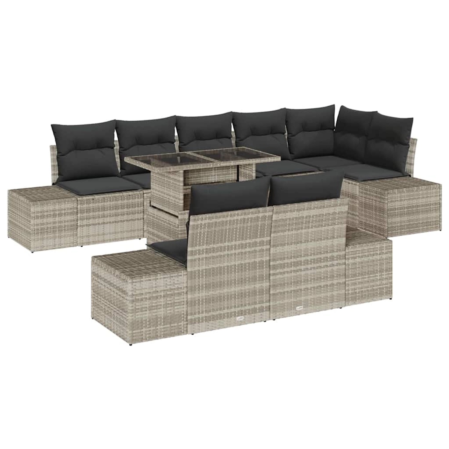 vidaXL Garten-Sofa-Set mit Speicher 9-Tlg Hellgrau Poly Rattan 3357945 günstig online kaufen