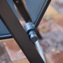 Detailaufnahme Klappsessel Urban Anthrazit-Carbon: Aluminiumgestell und atmungsaktives Acatex-Gewebe.