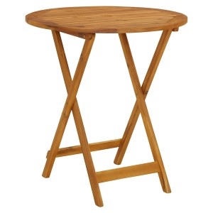 Klappbarer Gartentisch aus Akazienholz, rund, 70 cm Durchmesser.