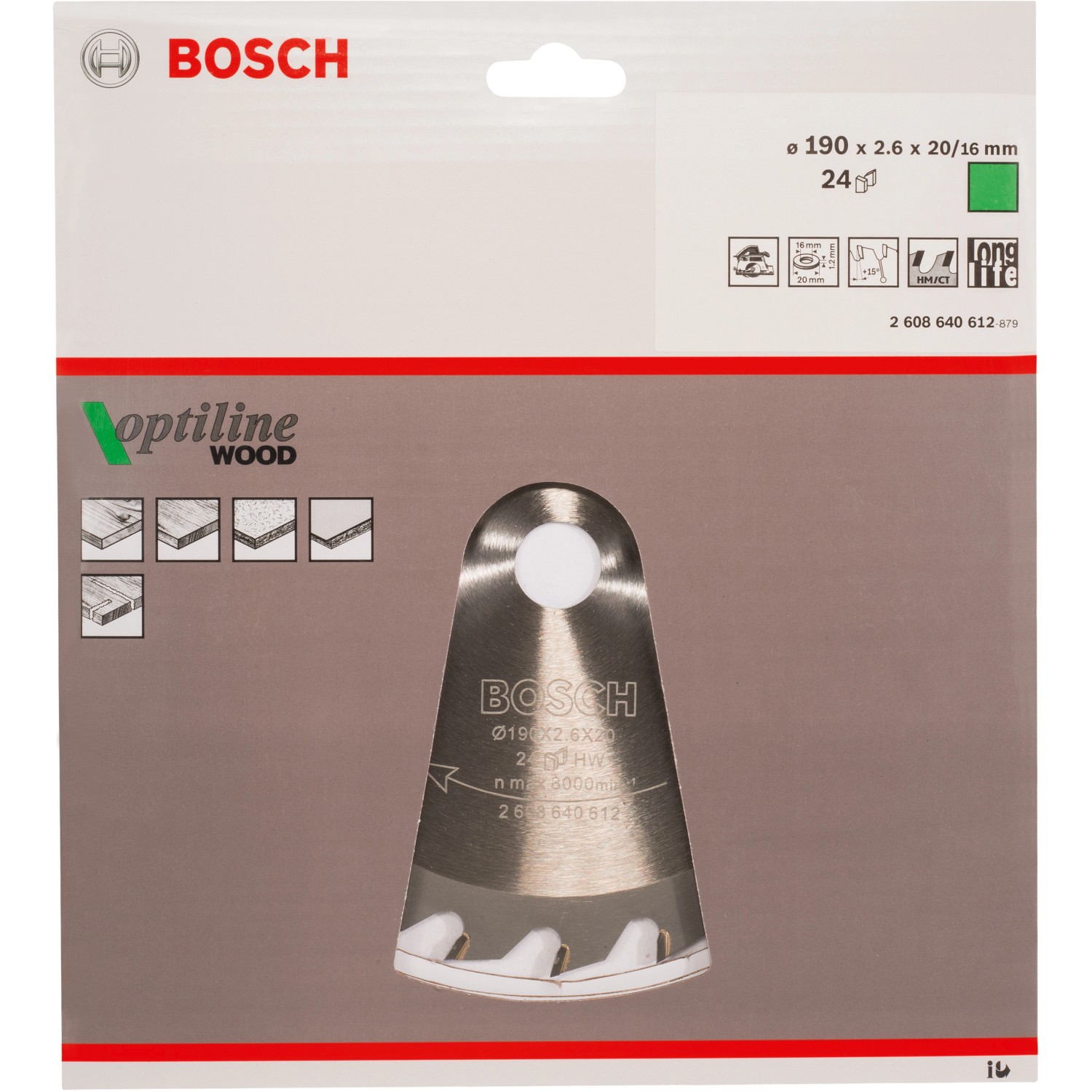 Bosch Hartmetall Kreissägeblatt 190 mm x 20 mm x 2,6 mm günstig online kaufen