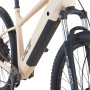 Detailaufnahme: Sandbeiges Prophete E-Bike MTB Dice 2.0 mit integriertem Akku.