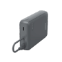 Anthrazitfarbener Hama Power Pack Travel mit USB-C Kabel und zwei USB-C Ausgängen.