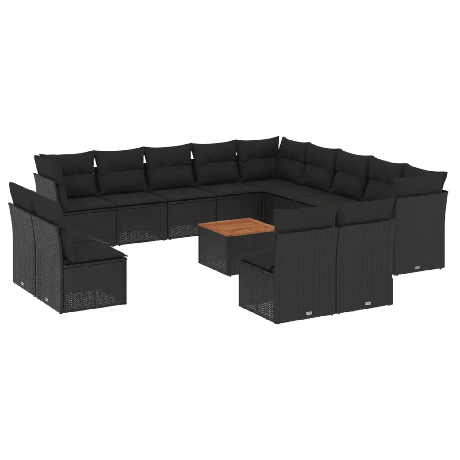 vidaXL 14-Tlg Garten-Sofagarnitur mit Kissen Schwarz Poly Rattan 3256265 günstig online kaufen