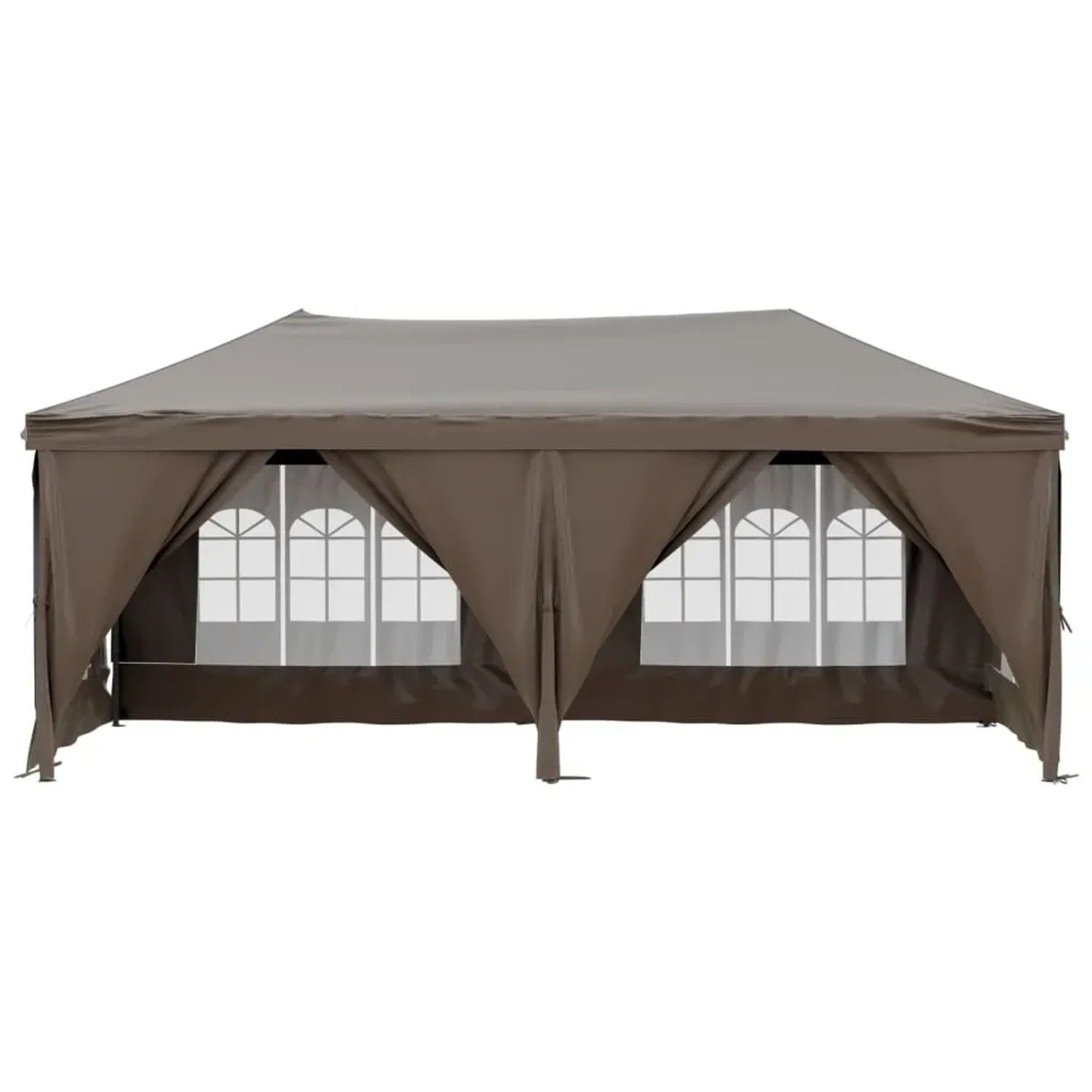 Faltbares Partyzelt in Taupe (3x6 m) mit Seitenwänden und Fenster