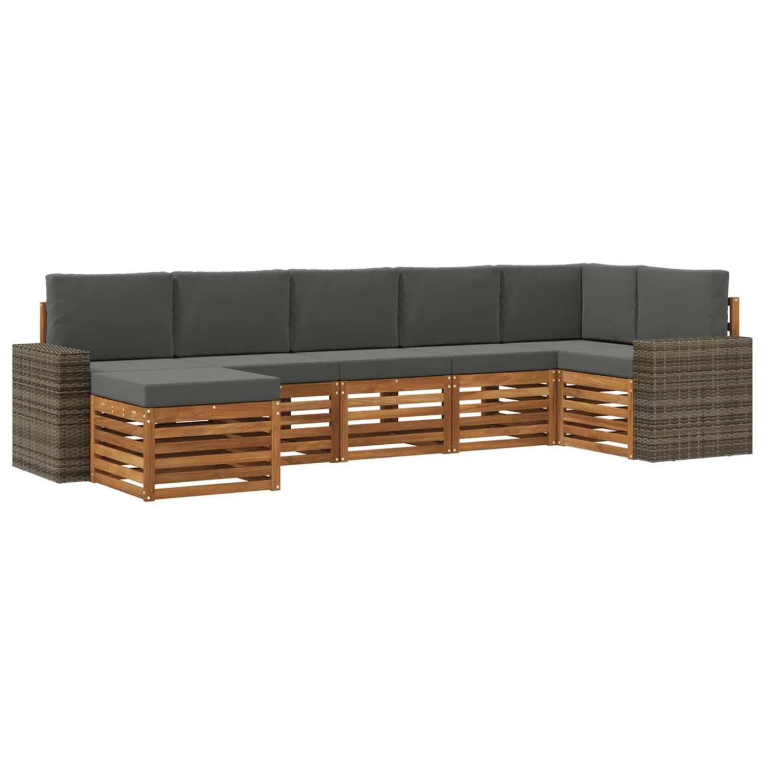 vidaXL Ecksofa Set mit Kissen 7 Stk Natur und Anthrazit 3384638