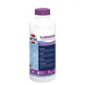 HTH ClariShock Trübungsentferner, 1 Liter Flüssigkonzentrat für Pools mit Sandfilteranlagen.