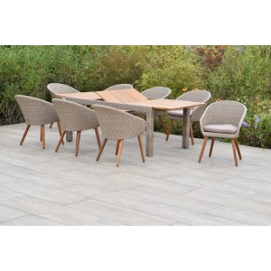 Merxx Gartenmöbelset Arrone, 9-teilig mit Ausziehtisch und 8 Sesseln mit Auflagen.