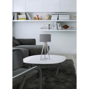 Graue Näve Tischleuchte im Tripod Design, 61,5 cm hoch, mit glänzendem Finish. Moderne Wohnraumleuchte.