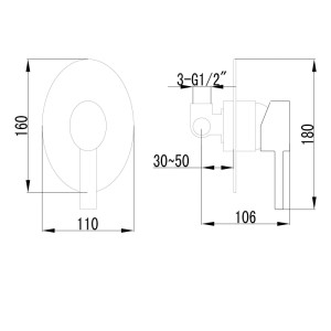 PaulGurkes Unterputz Armatur Bidetbrause Oval Brauseschlauch 120cm Spraybrause