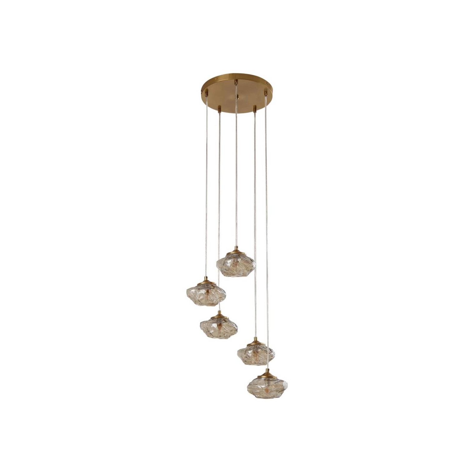Lindby Pendelleuchte Piatra 10033057 Modern in Creme aus Glas 5-flammig G9 Wohnzimmerleuchte