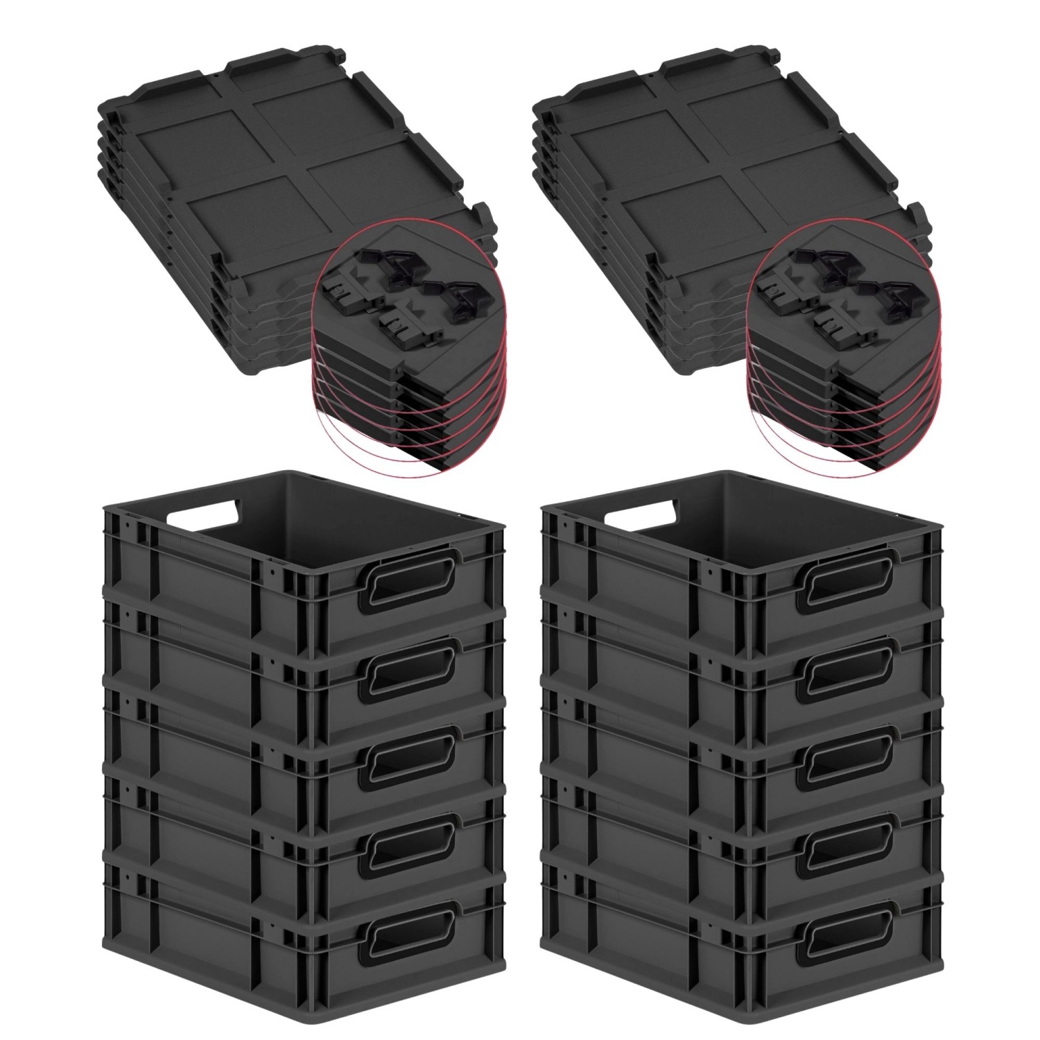 PROREGAL SuperSparSet 10x Eurobox Nextgen Color Mit Scharnierdeckel HxBxT 1 günstig online kaufen