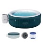 Dunkelgrüner Bestway LAY Z SPA Miami aufblasbarer Whirlpool für 6 Personen, mit Pumpe, Filter und Abdeckung.