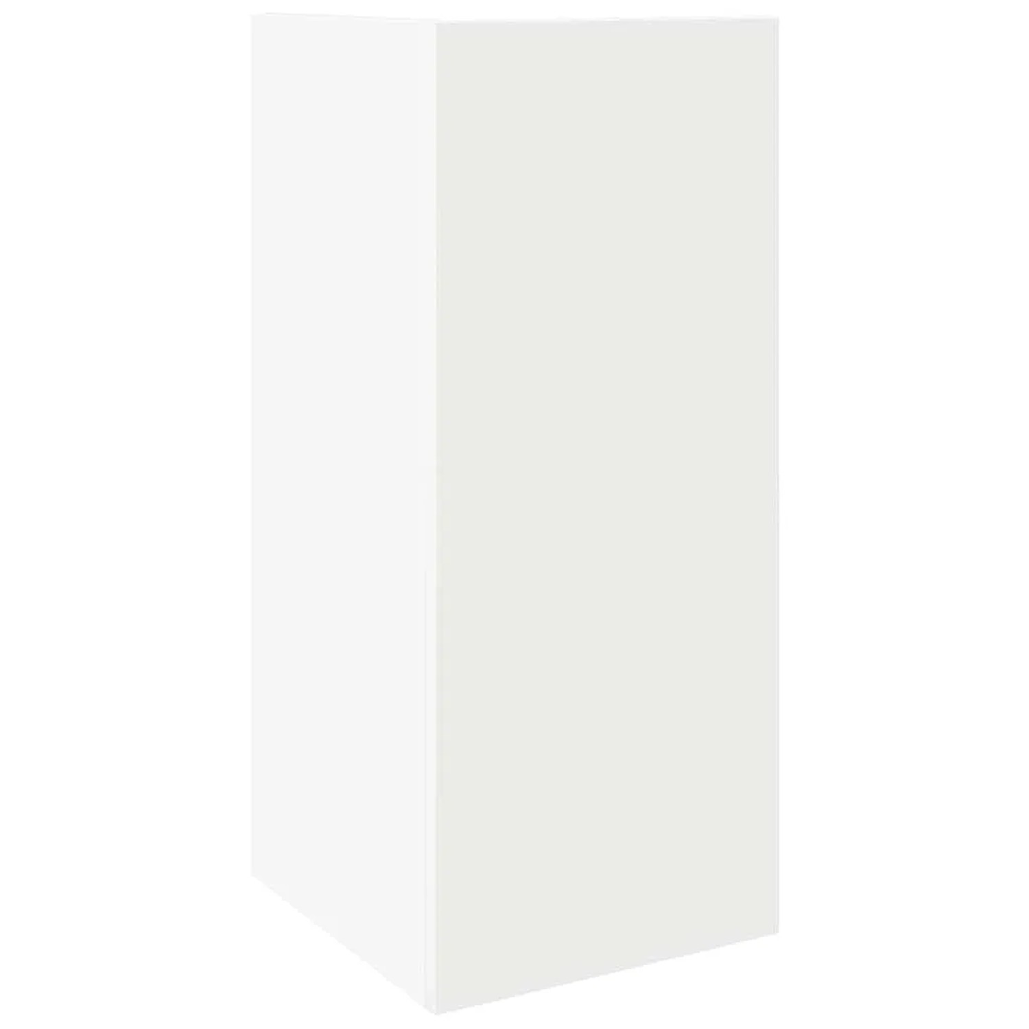 Weißer, hoher Beistelltisch aus Holzwerkstoff. Schlichtes, rechteckiges Design mit Ablagefunktion.