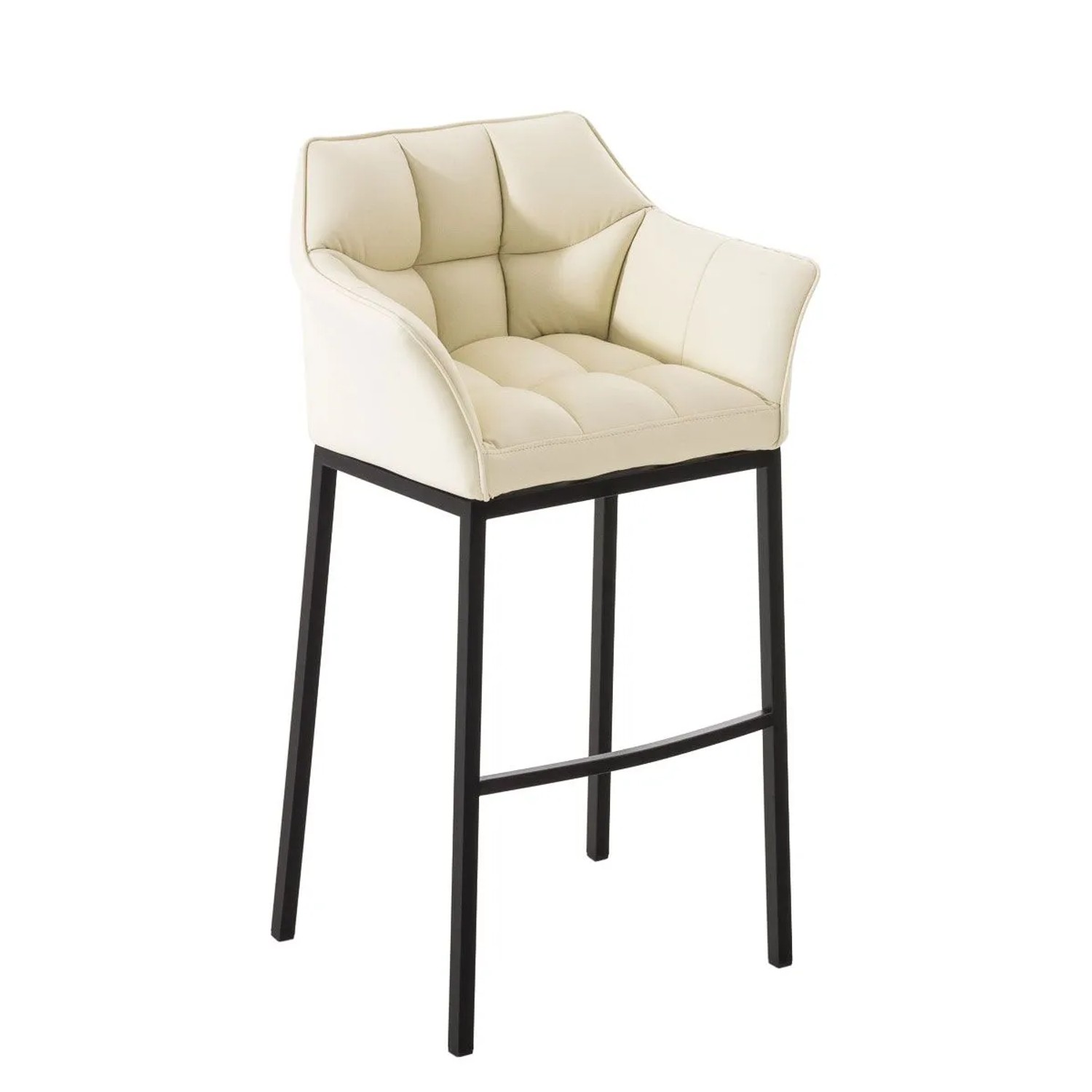 CLP Barhocker Damaso Kunstleder Mit Vierfußgestell Creme/Schwarz