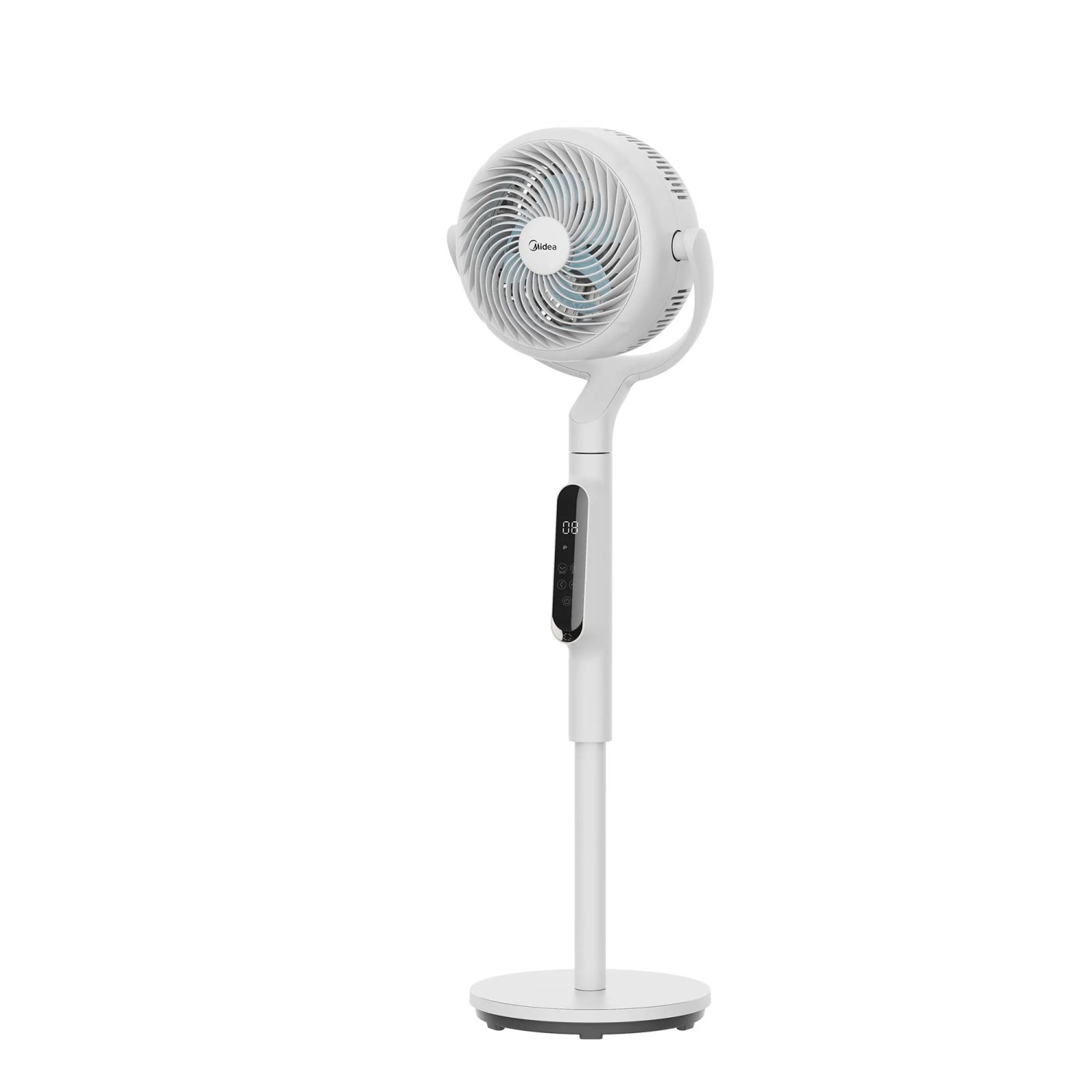 Weißer, höhenverstellbarer Midea Luftzirkulationsventilator MFS242RDDW.