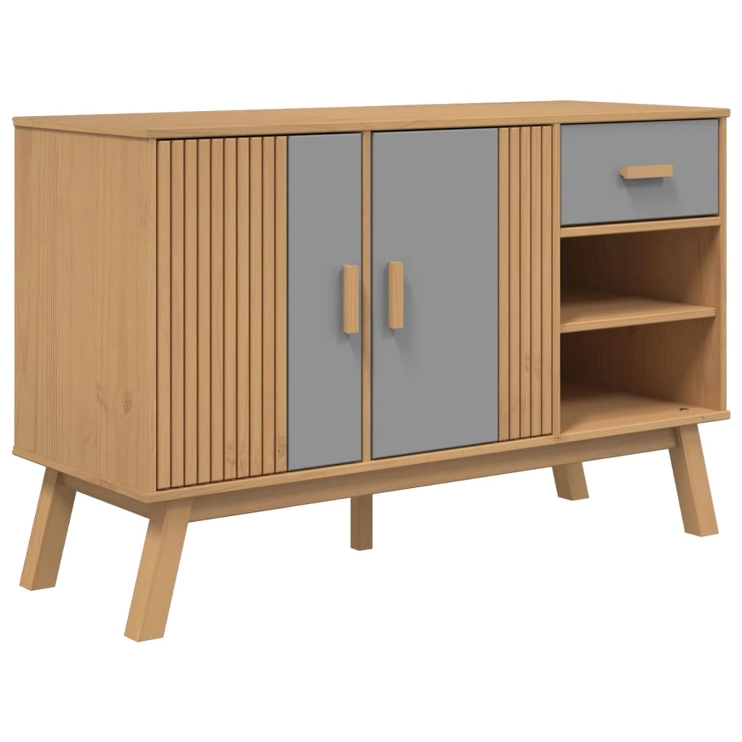 vidaXL Sideboard OLDEN Grau und Braun 114x43x73,5 cm Massivholz Kiefer 3586 günstig online kaufen