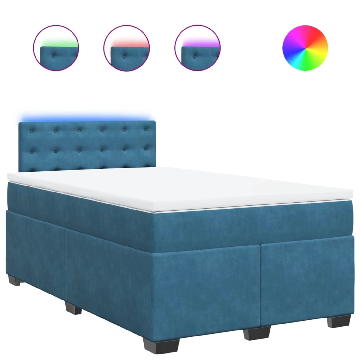 vidaXL Boxspringbett mit Matratze Blau 120x200 cm Samt 3288598 günstig online kaufen