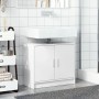 Weißer Waschbeckenunterschrank (63x29x55 cm) aus Holzwerkstoff für Badmöbel-Sets.
