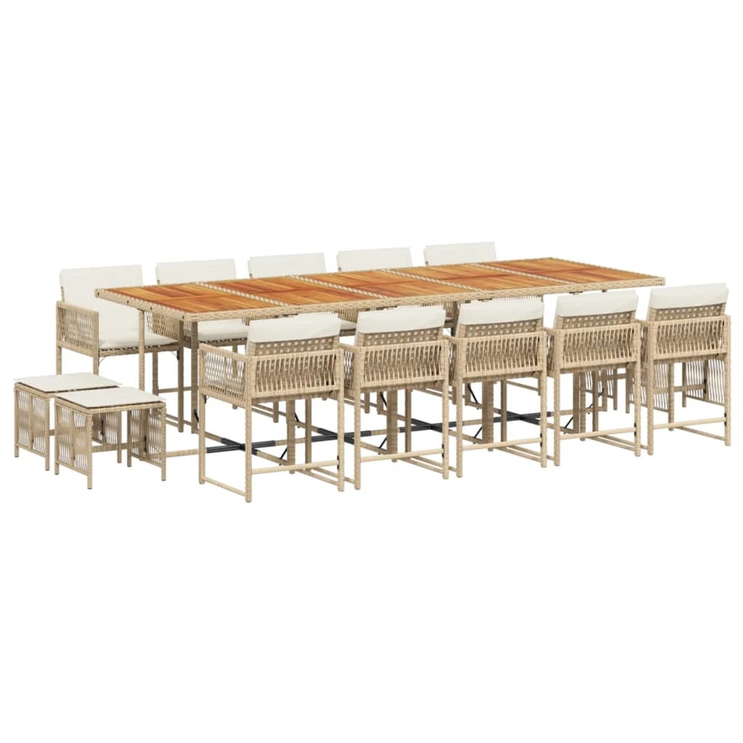 vidaXL 15-Tlg Garten-Essgruppe mit Kissen Beige Poly Rattan 3211540 günstig online kaufen