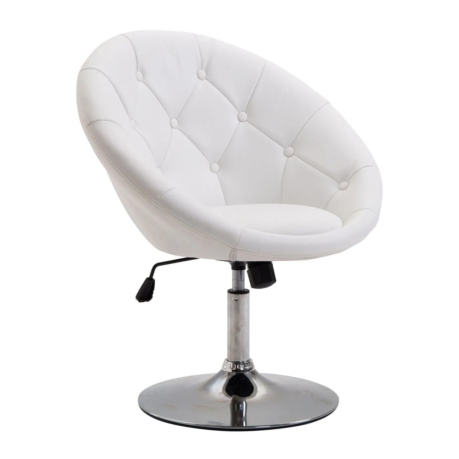 HOMCOM Relaxsessel Sessel Wohnzimmer mit Stahlbasis aus Kunstleder, Polstersessel (Relaxstuhl, 1-St., Arbeitshocker), Weiß, 71 x 59 x 78-90 cm