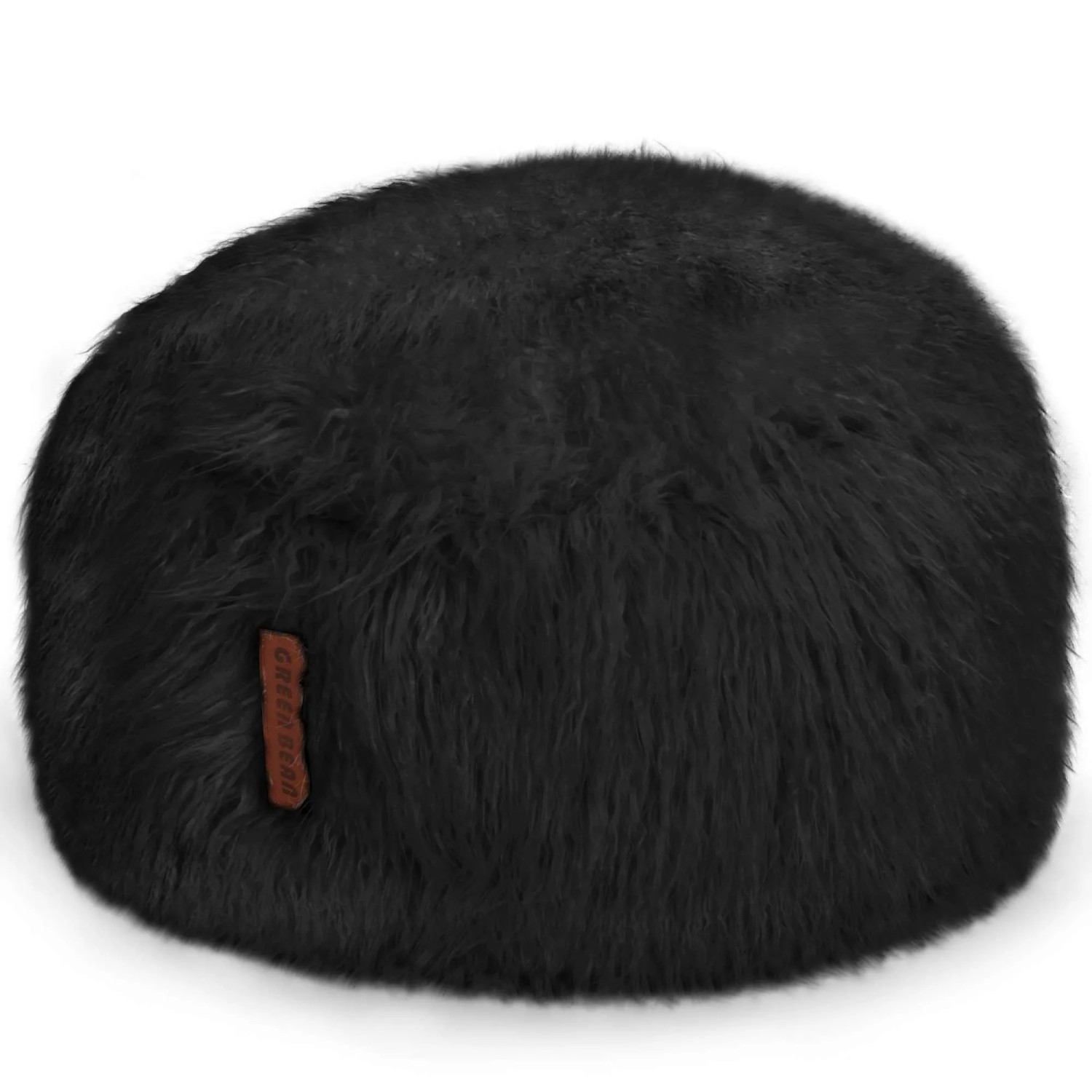 Green Bean Sitzpouf Sitzsack Pouf XXL 100 x 55 cm Fell mit EPS-Perlen-Füllung Schwarz