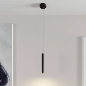 Moderne, schwarze LED Pendelleuchte Franka aus Aluminium, 1-flammig für Wohnzimmer.