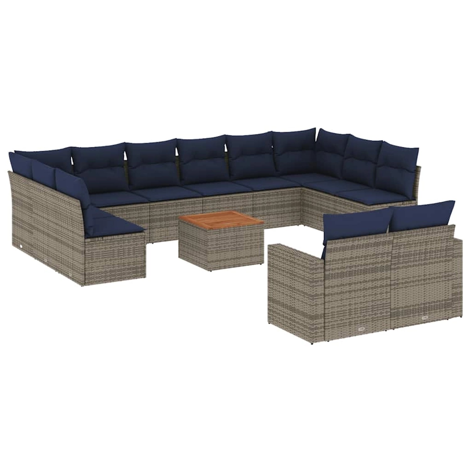 vidaXL 13-Tlg Garten-Sofagarnitur mit Kissen Grau Poly Rattan 3256691 günstig online kaufen