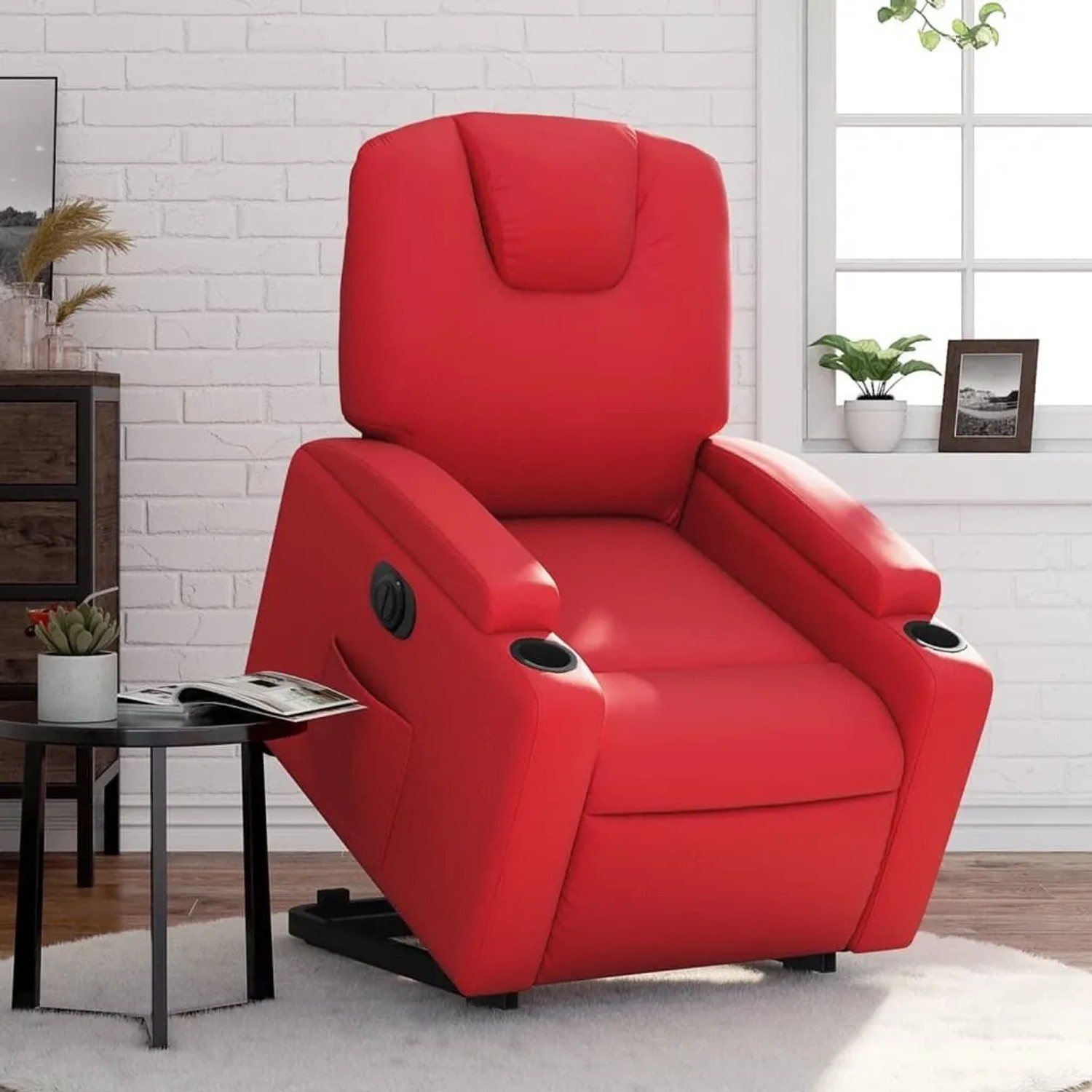vidaXL Relaxsessel mit Aufstehhilfe Elektrisch Rot Kunstleder 3204449_2