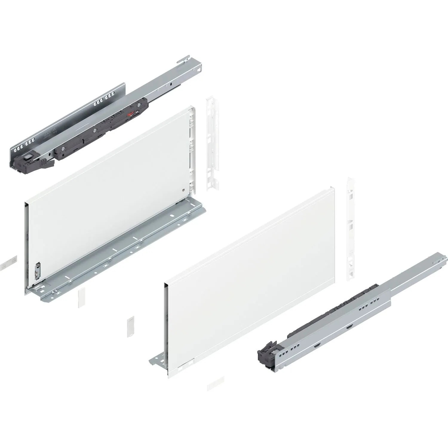 Blum Legrabox Pure Set Höhe F Tip-On Vollauszug 500 mm 40 kg Seidenweiß 1 Paar
