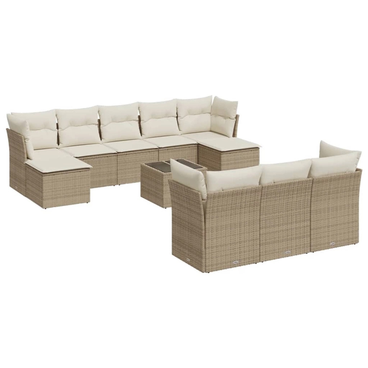 vidaXL 11-Tlg Garten-Sofagarnitur mit Kissen Beige Poly Rattan 3218338 günstig online kaufen