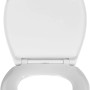 Weißer Wenko WC-Sitz Samos Premium mit Absenkautomatik, geöffnet.
