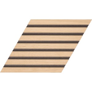 Denpanels Akustikpaneel Raute, Eiche Natur, 46x26,5 cm, 3er Set. Dekor-Paneel mit Lamellen-Design.