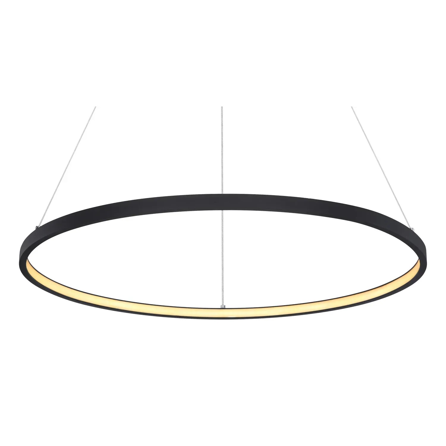 Moderne, runde LED-Hängeleuchte Ralph in Schwarz, Ø 60 cm für Wohn- und Esszimmer.