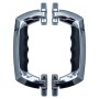Zwei chromsilberne Kunststoff-Koffergriffe mit schwarzen, ergonomischen Griffen. Ideal für Werkzeugkoffer.