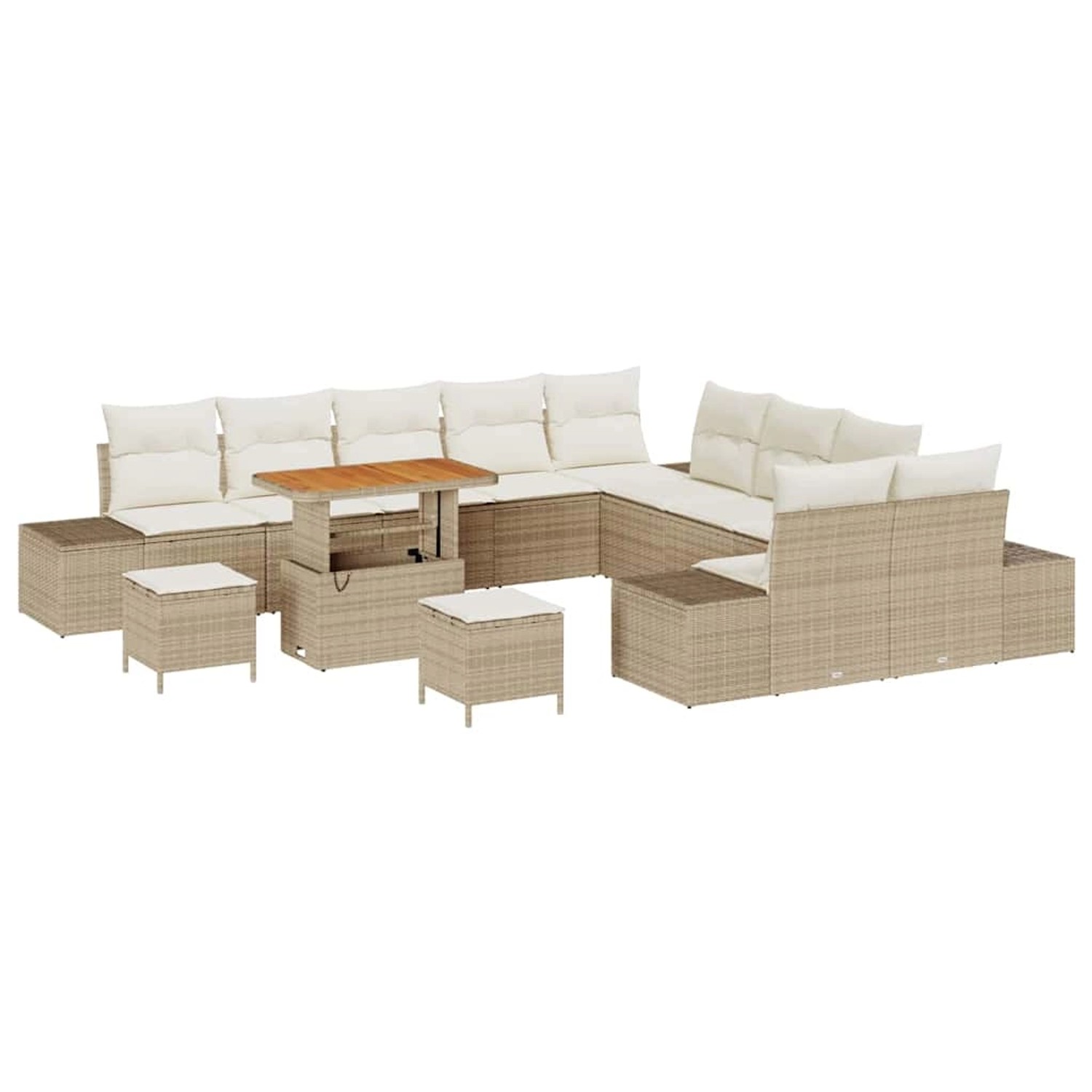 vidaXL Garten-Sofa-Set mit Kissen 13-Tlg Beige Poly Rattan 3362846 günstig online kaufen
