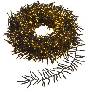 LED-Büschellichterkette mit 1920 warmweißen LEDs und schwarzem Kabel, 19,5 m lang.