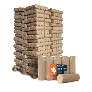 Palette Heizfuxx Nestro XL Blue Holzbriketts, 96 Gebinde à 10kg, Brennstoffe für Kamin und Ofen.