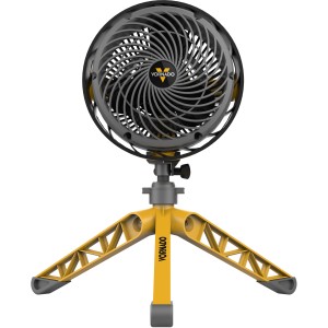 Vornado Heavy Duty EXO5 Ventilator mit gelbem Stativfuß für Handwerker.