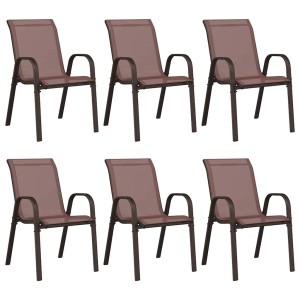 vidaXL Stapelbare Gartenstühle 6 Stk Braun Textilene 318785