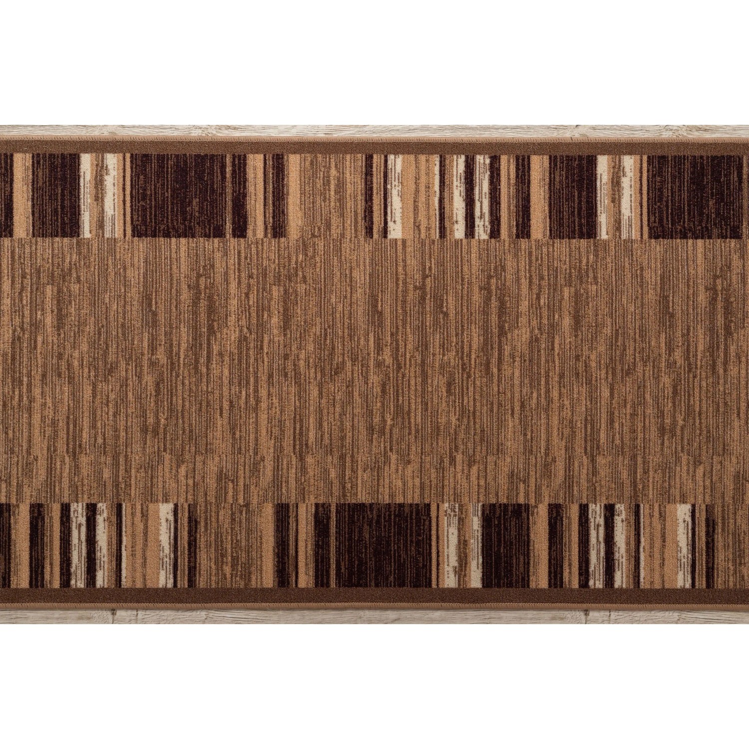 Beiger RugsX Läufer Adagio mit Antirutsch-Rücken, braunem Streifenmuster. Robuster Polyamid-Teppich 57x250cm.