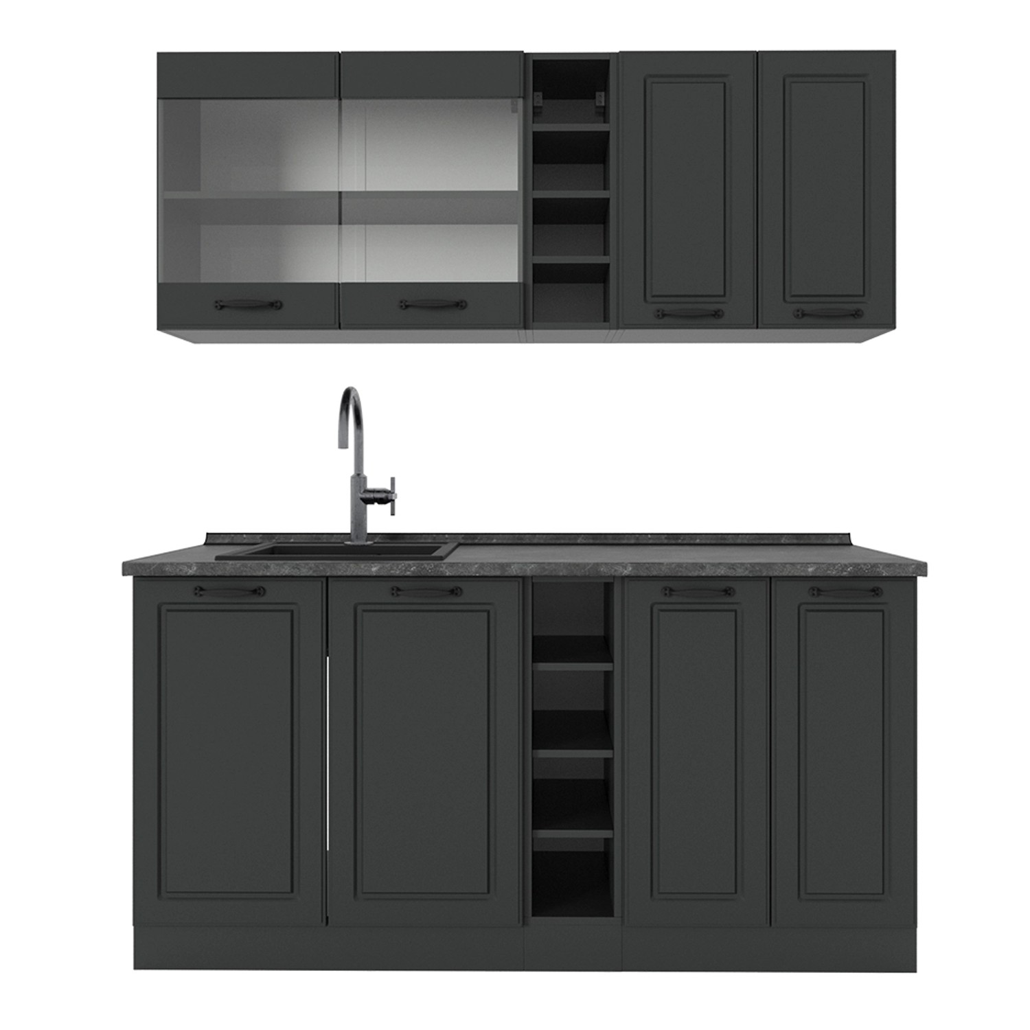 Vicco R-Line Singleküche Anthrazit Landhaus/Anthrazit 160 cm AP Anthrazit günstig online kaufen