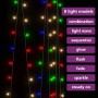 Bunter LED-Lichtervorhang 3x3m mit 300 LEDs und 8 Funktionen für Weihnachtsdekoration.