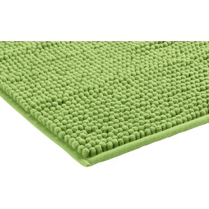 Grüne baliv Badematte aus Chenille, Teil des Badematten und Duschvorhang Sets.