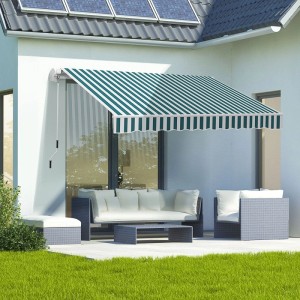 Furnicato Markise Sonnenschutz Einfahrbar 395x245m Weiß-grün