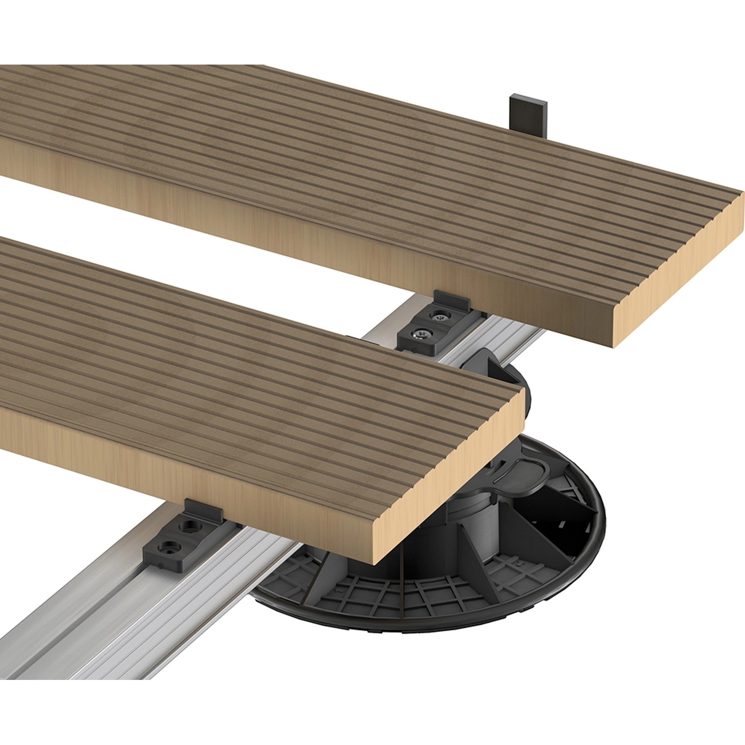 GSTerrassen Clip zur unsichtbaren Dielen-Befestigung auf Holz-Unterkonstruktion.