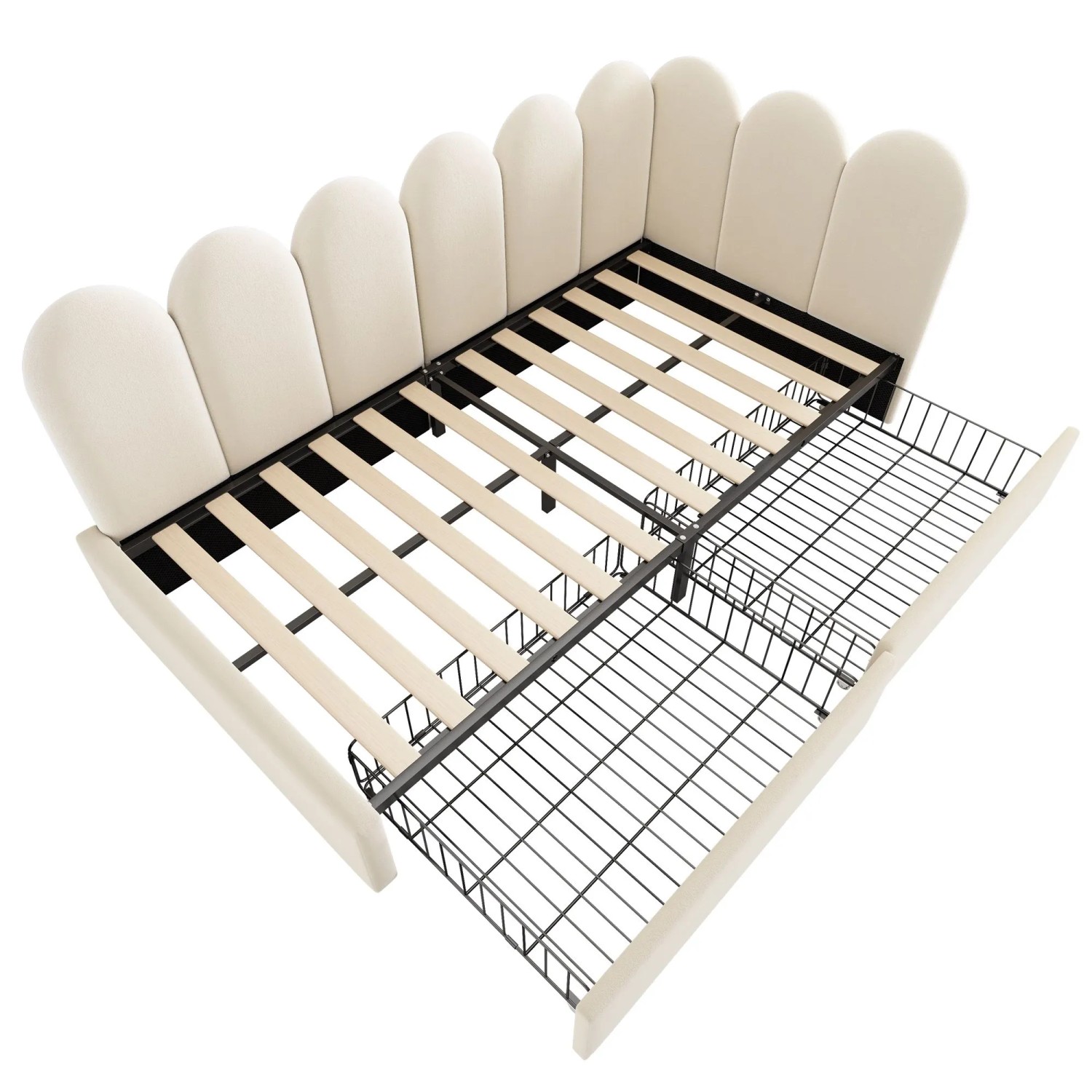 Merax Daybett 90x200cm Schubladen Stauraum Samt Beige