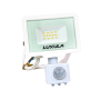 Weißer LUXULA LED Strahler 10W mit Bewegungsmelder für den Außenbereich.