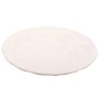 Runder, creme-farbener Pergamon Luxus Fellteppich Plush Super Soft, 160x160cm.