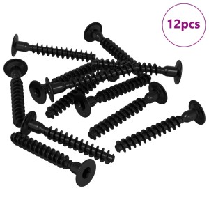 12 schwarze Steckkappen-Schrauben aus Eisen, M5 x 40 mm, mit flachem Kopf für sichere Befestigung.