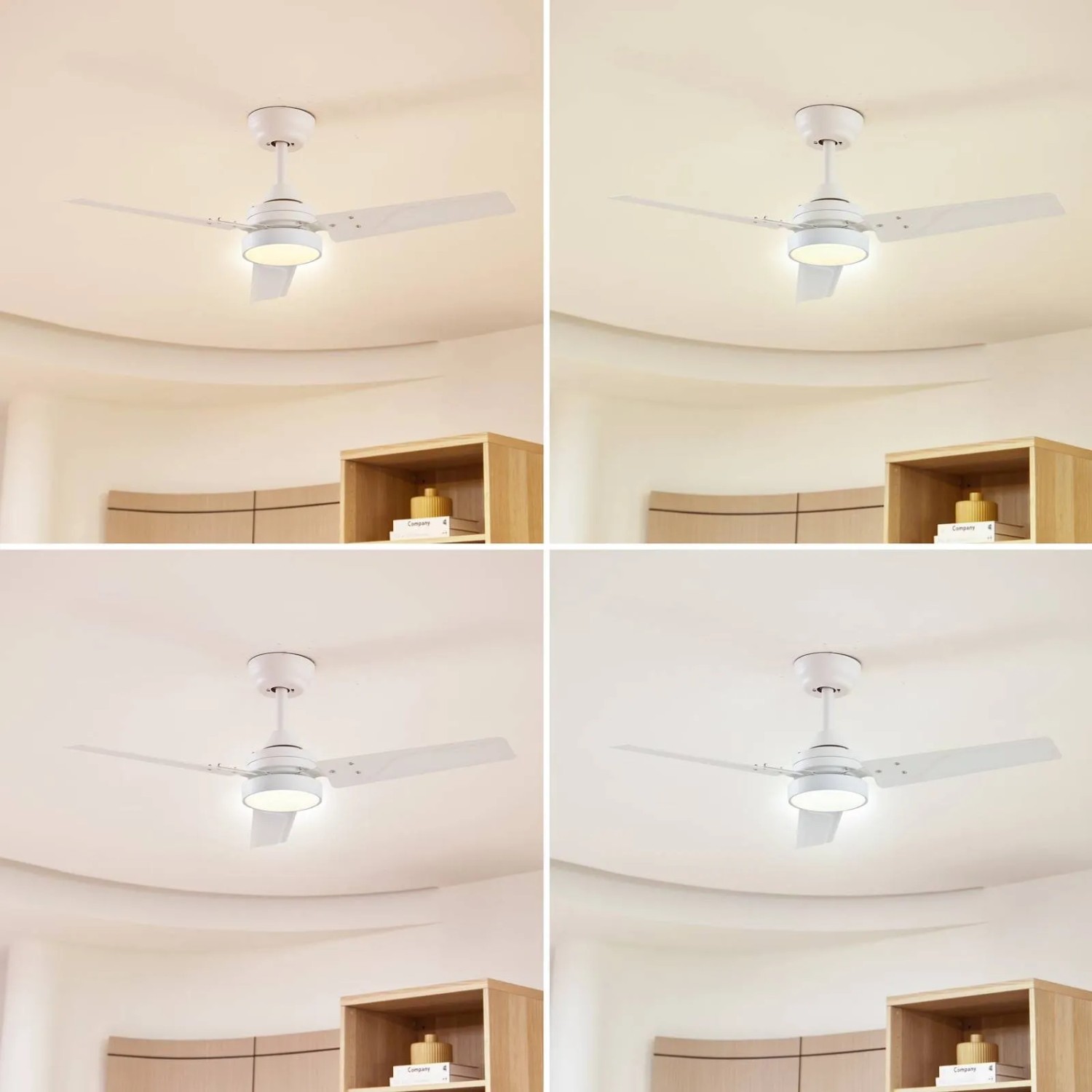 Lindby LED Deckenventilator Aerallo mit Lampe, weiß, Metall, 1-flammig. Verschiedene Farbtemperaturen.